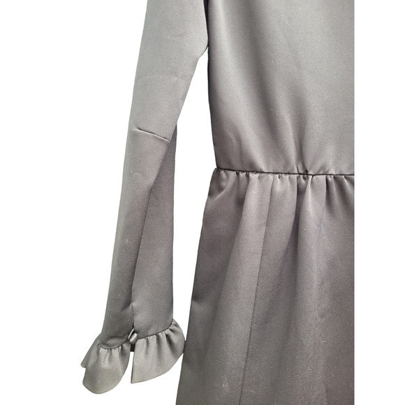 Vintage Ruffle Cuff V-neck and Hem Long Sleeve Goth‎ Line A-line Midi Prom Dress - Picture 8 of 12